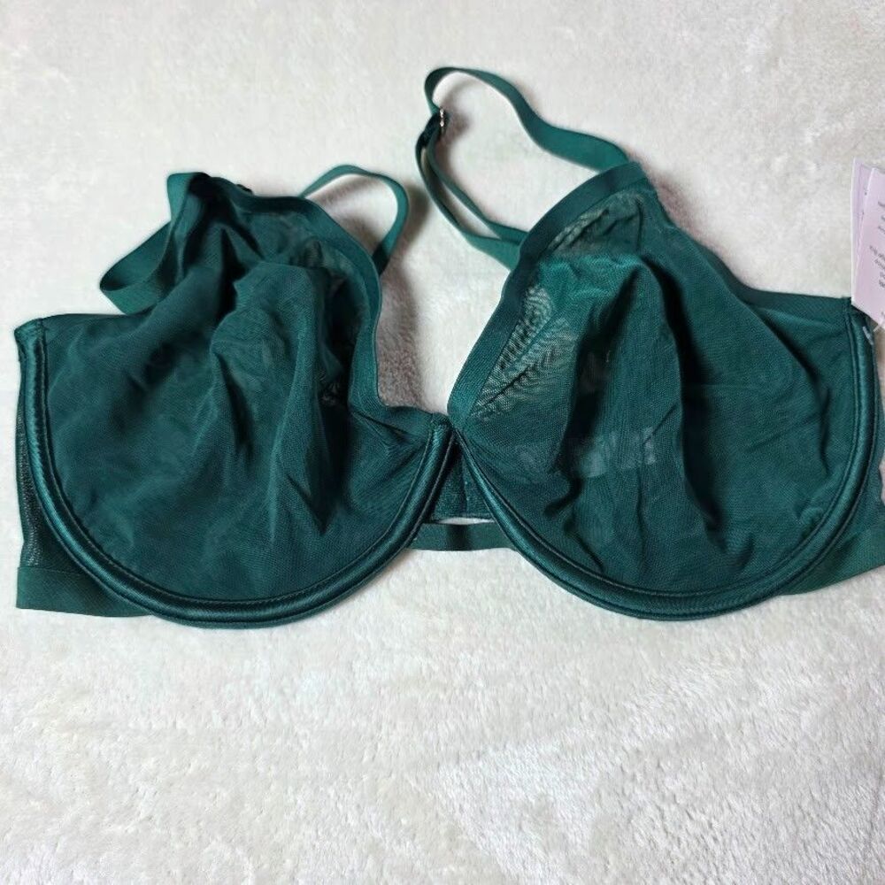 Womens Mesh Smooth Unlined Comfort Wire Demi Coverage Bra Auden 34DD Green 673K0
